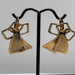 Emmons Earrings Women Gold Tone Geometric Clip On Textured Modern Statement